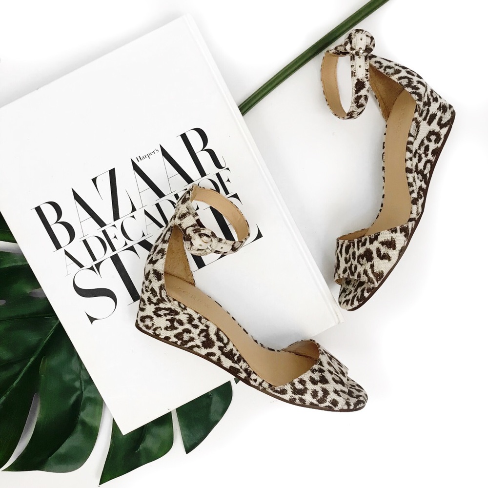 J crew Laila leopard print sandal wedge
